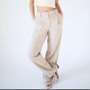 WILFRED/ARITZIA Ibiza Pant in Heather Oat Beige, Sz4, High Waisted Pleated Pants